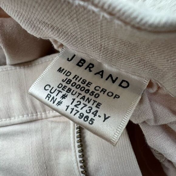 J Brand Mid Rise Crop Jeans Distressed Raw Hem in Debutante Cream women’s sz 27 - Picture 4 of 14